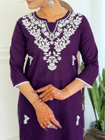 Thumbnail for The52 Gorgeous Chikankari Work with Pure Cotton Fabric Straight Kurta, Pant and Dupatta Set