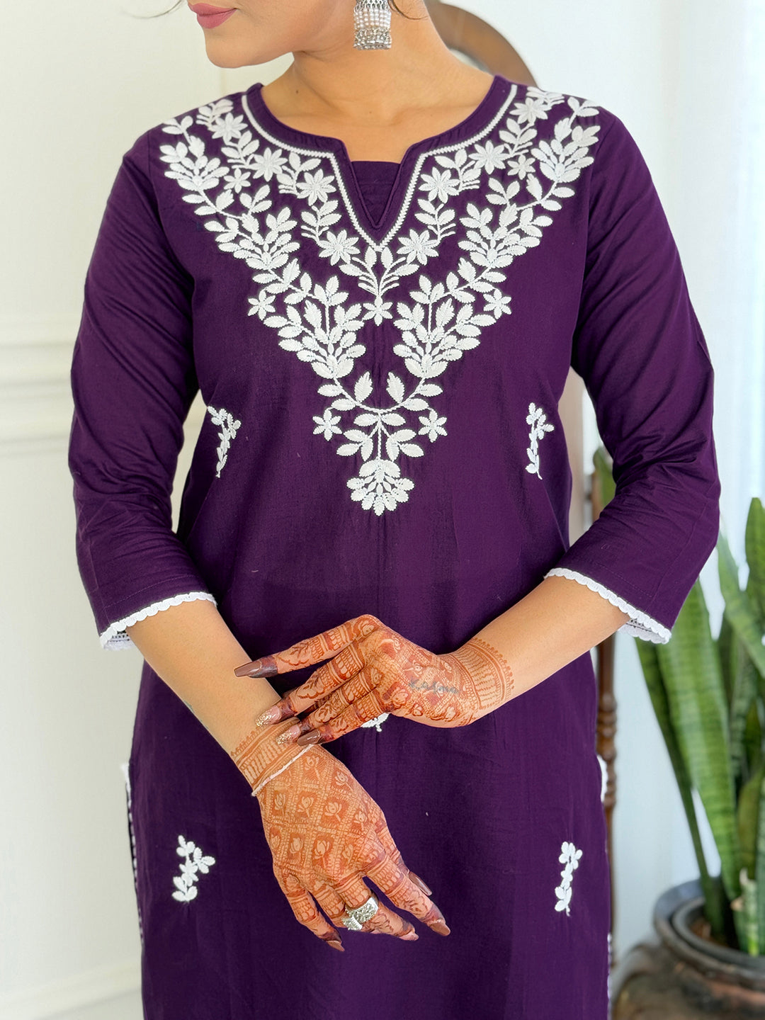 The52 Gorgeous Chikankari Work with Pure Cotton Fabric Straight Kurta, Pant and Dupatta Set