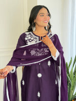 Thumbnail for The52 Chikankari Work with Pure Cotton Fabric Straight Kurta, Pant and Dupatta Set