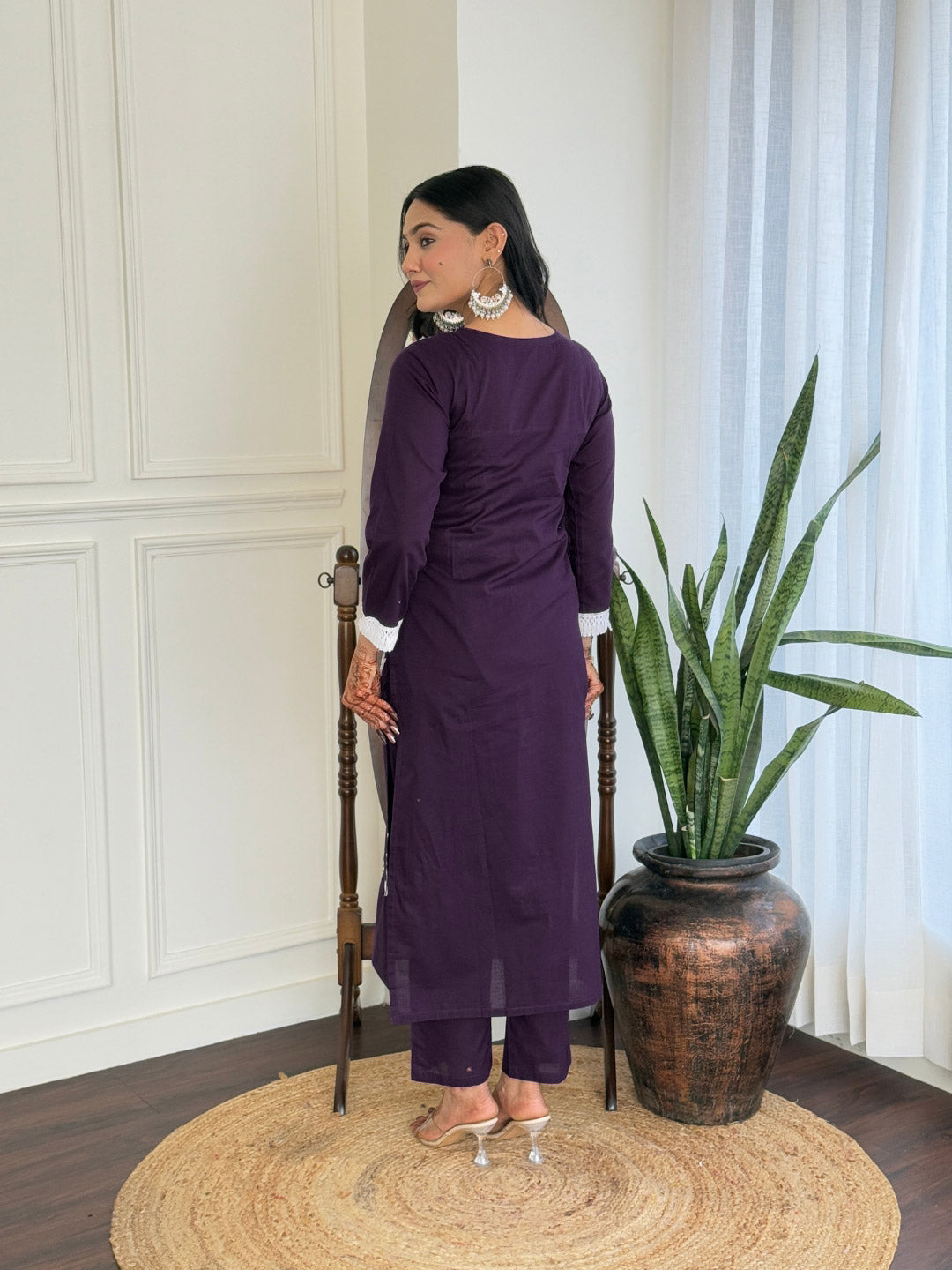 The52 Chikankari Work with Pure Cotton Fabric Straight Kurta, Pant and Dupatta Set