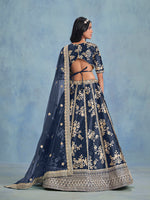 Thumbnail for Monjolika Fashion Navy Blue Art Silk Designer Wedding Lehenga Choli