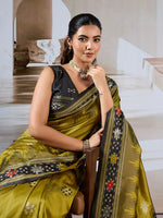 Thumbnail for Monjolika Fashion Olive Weaving Handloom Silk Blend Designer Saree