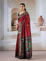 Thumbnail for Monjolika Fashion Maroon Weaving Handloom Silk Blend Designer Saree