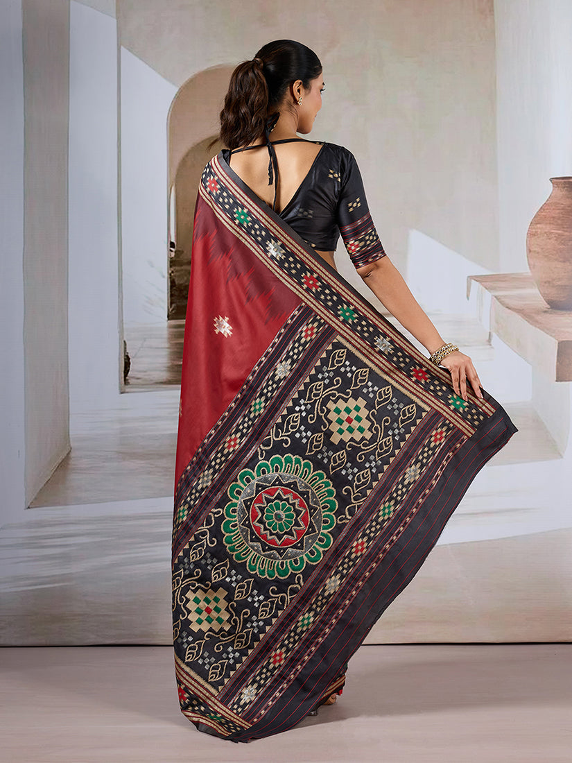 Monjolika Fashion Maroon Weaving Handloom Silk Blend Designer Saree