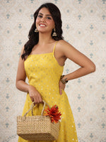 Thumbnail for Ode by House of Pataudi Floral Printed Shoulder Straps Anarkali Kurta - Distacart
