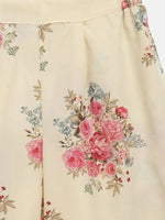 Thumbnail for Ahalyaa Beige Crepe Floral Printed Kids Kurta Palazzo Set With Dupatta For Girls - Distacart