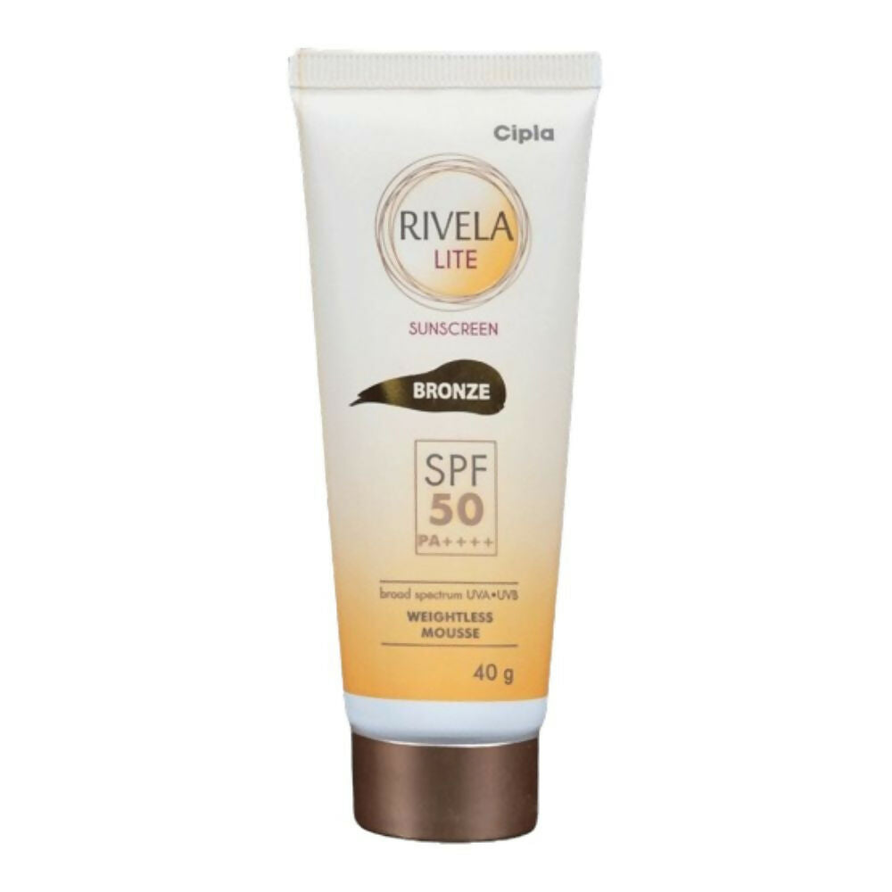 Cipla Rivela Lite Weightless Mousse Broad Spectrum UVA/UVB Sunscreen, Bronze SPF 50+ - Distacart