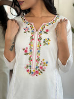 Thumbnail for The52 Women's Viscose Thread work Straight Kurta with Pant and Dupatta Set