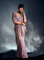 Thumbnail for Monjolika Fashion Lilac Tissue Organza Saree With Moti, Cutdana & Sequin Work