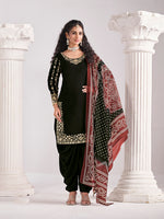Thumbnail for Monjolika Fashion Embroidered Chanderi Silk Black Mirror Work Salwar Kameez