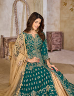 Thumbnail for Monjolika Fashion Teal Color Art Silk Embroidered Anarkali Salwar Kameez