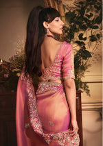 Thumbnail for Monjolika Fashion Designer Pink Tissue Organza Saree With All Over Butta Work & Heavy Stone Embellished Border