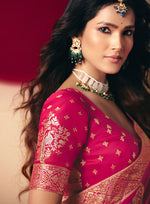 Thumbnail for Monjolika Fashion Viscose Silk Rani Pink Saree With Rich Zari Weaving & Designer Tassels