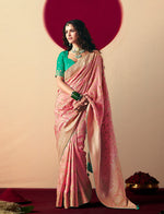 Thumbnail for Monjolika Fashion Viscose Silk Light Pink Saree With Rich Zari Weaving & Designer Tassels