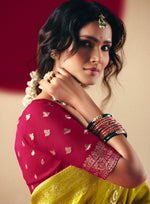 Thumbnail for Monjolika Fashion Viscose Silk Pear Saree With Rich Zari Weaving & Designer Tassels