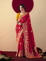 Thumbnail for Monjolika Fashion Viscose Silk Red Saree With Rich Zari Weaving & Designer Tassels