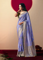 Thumbnail for Monjolika Fashion Viscose Silk Lavender Saree With Rich Zari Weaving & Designer Tassels