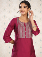 Thumbnail for Ode by House of Pataudi Women Floral Printed Thread Work Kurta - Distacart