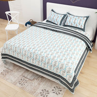 Thumbnail for Yellow White Ethnic Motifs Cotton 200TC King Bedsheet With 2 Zipper Pillow Covers - King Size by House of Ree