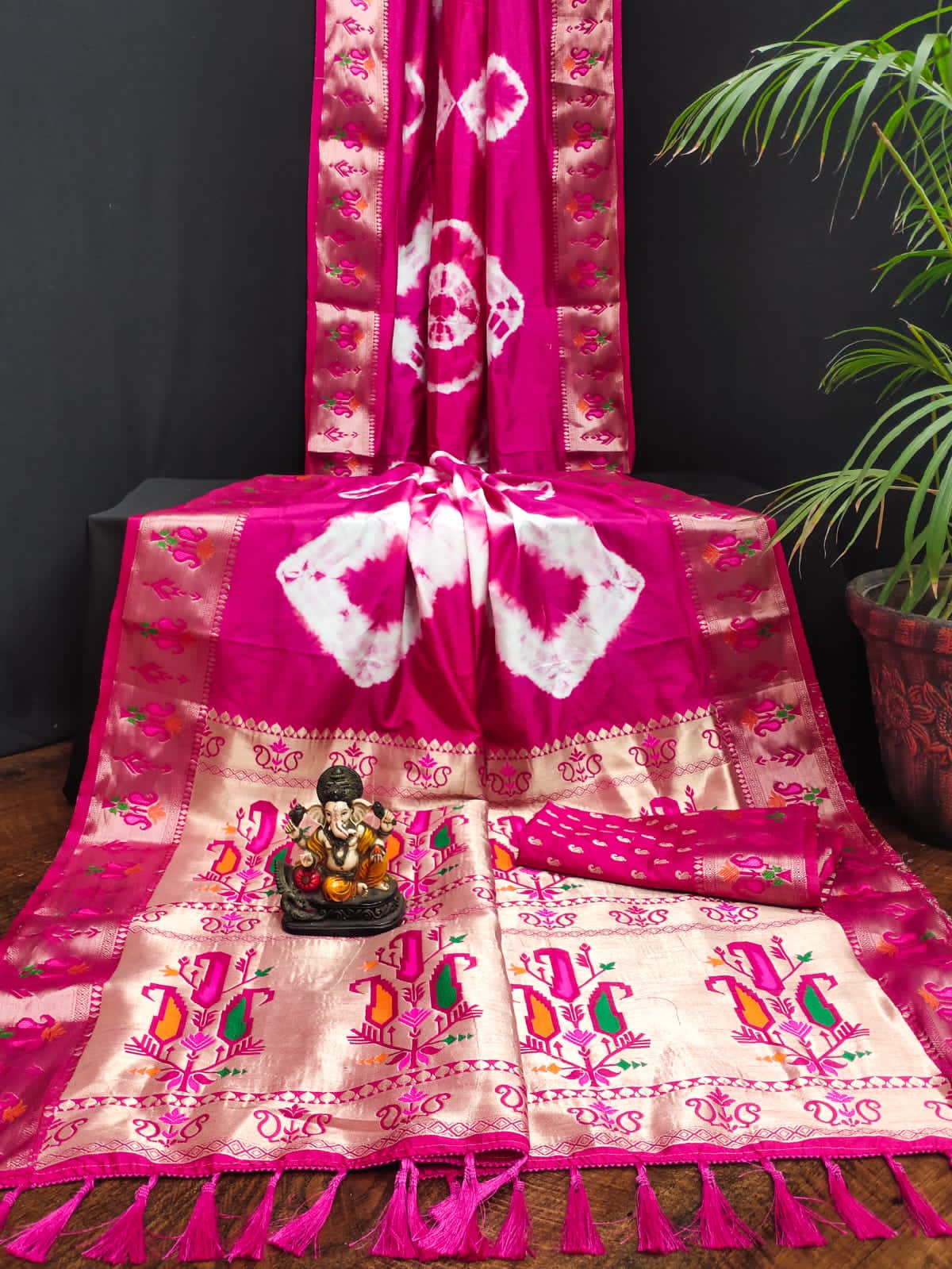 Pramukh Fab Rani Pink Color Sibory Paithani Silk Saree