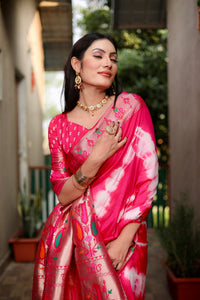 Thumbnail for Pramukh Fab Rani Pink Color Sibory Paithani Silk Saree