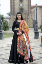 Thumbnail for Vastranavya Navaratri Collection Gotta Patti Work & Blouse With Real Mirror Work Lehenga Choli - Black - Distacart