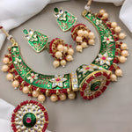 Thumbnail for Jewel City Indian Gold Plated Meenakari Kundan Traditional Choker Bridal Necklace Jewelry