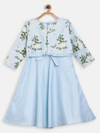 Thumbnail for Ahalyaa Blue Poly Silk A-Line Girl's Kurta