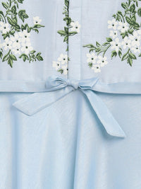 Thumbnail for Ahalyaa Blue Poly Silk A-Line Girl's Kurta