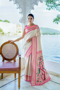 Thumbnail for Aastha Fashion Off White Woven Kanjivaram Silk Saree with Blouse - Distacart