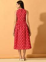 Thumbnail for Myshka Women's Pink Fit and Flare Party Dress - Distacart