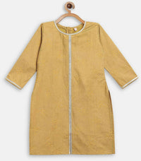 Thumbnail for Ahalyaa Mustard Crepe Straight Kids Kurta Palazzo Set For Girls - Distacart