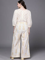 Thumbnail for Ahalyaa Off White Printed Basic Jumpsuit - Distacart