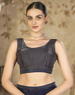 Thumbnail for Joban Fashion Satin Organza Navy Blue Swarovski Saree