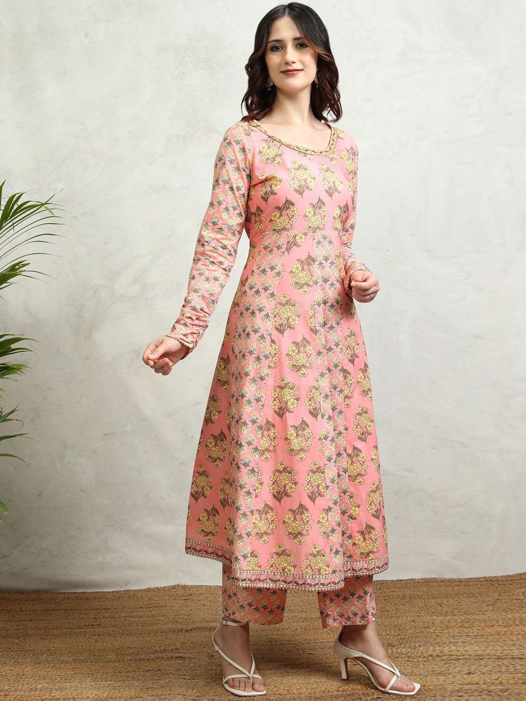 Vishudh Women Floral Printed Regular Pure Cotton Kurta with Trousers & With Dupatta - Distacart