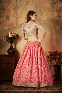Thumbnail for Aastha Fashion Women's Ravishing Pink Sabyasachi Digital Printed Organza Party Wear Lehenga Choli With Blouse - Distacart