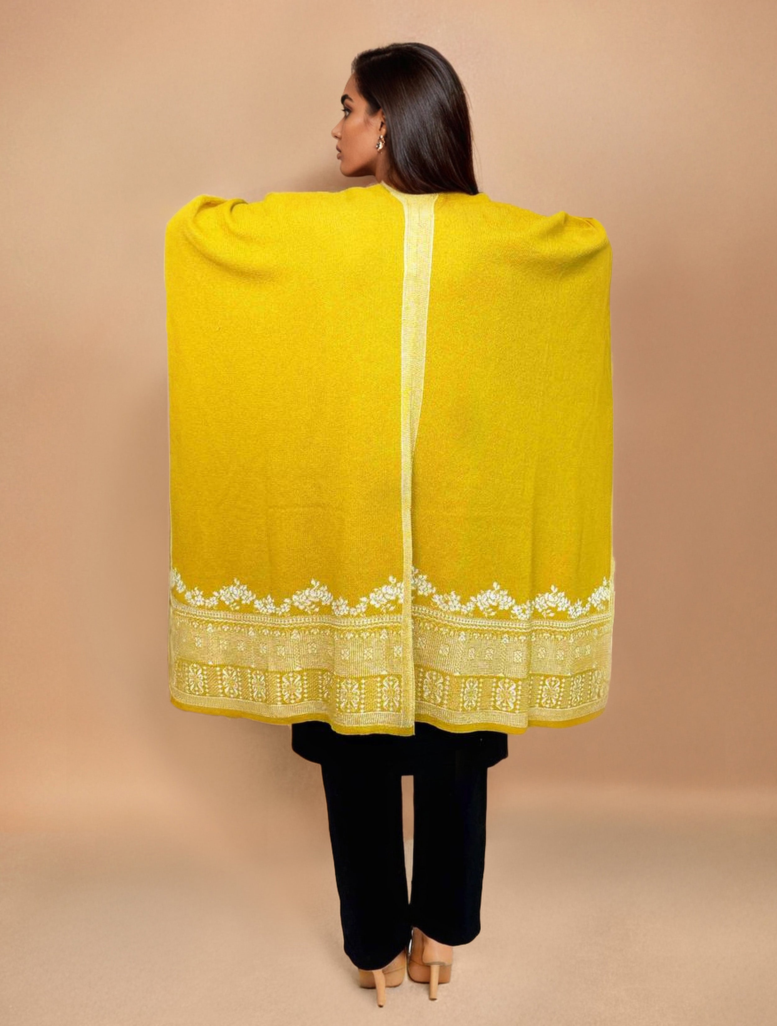 trueBrowns Yellow Woollen Kaftan Cape - Distacart