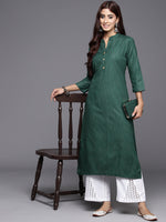 Thumbnail for Varanga Women Sea Green Woven Straight Kurta - Distacart