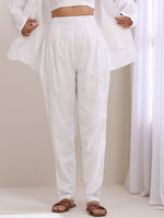 Thumbnail for trueBrowns White Slub Texture Pant Suit Set - Distacart