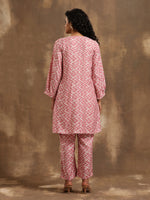 Thumbnail for trueBrowns Light Mauve Zig-Zag Printed Silk Co-Ord Set - Distacart