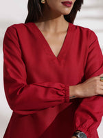 Thumbnail for trueBrowns Maroon Slub Co-ord Set - Distacart