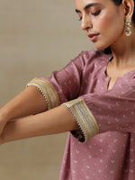Thumbnail for trueBrowns Dark Mauve Bandhani Printed Silk Loose Kurta Dhoti Pant Set - Distacart