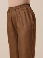 Thumbnail for trueBrowns Linen Beige Textured Slit Kurta Pant Set - Distacart