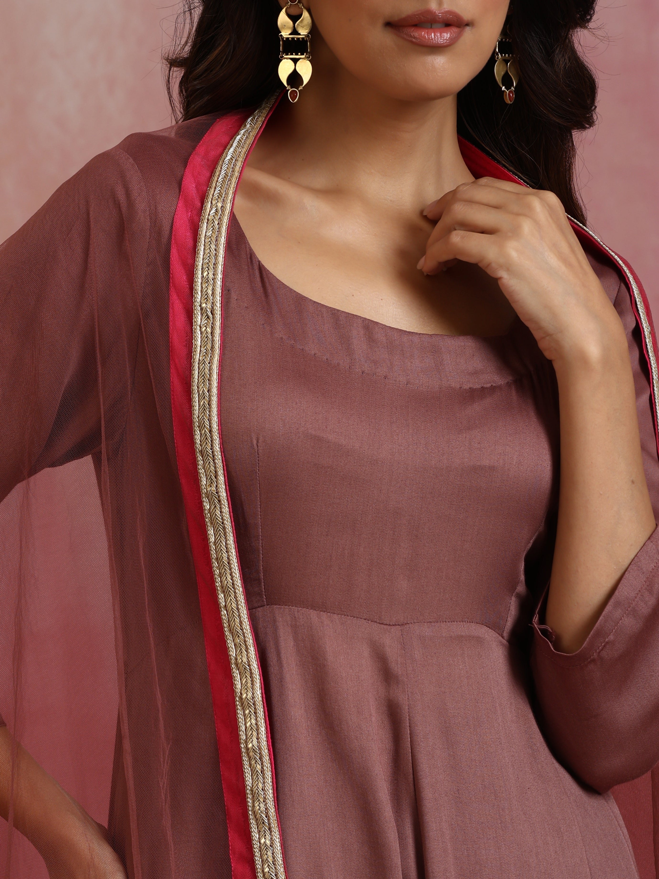 trueBrowns Brown Modal Anarkali Kurta Set - Distacart