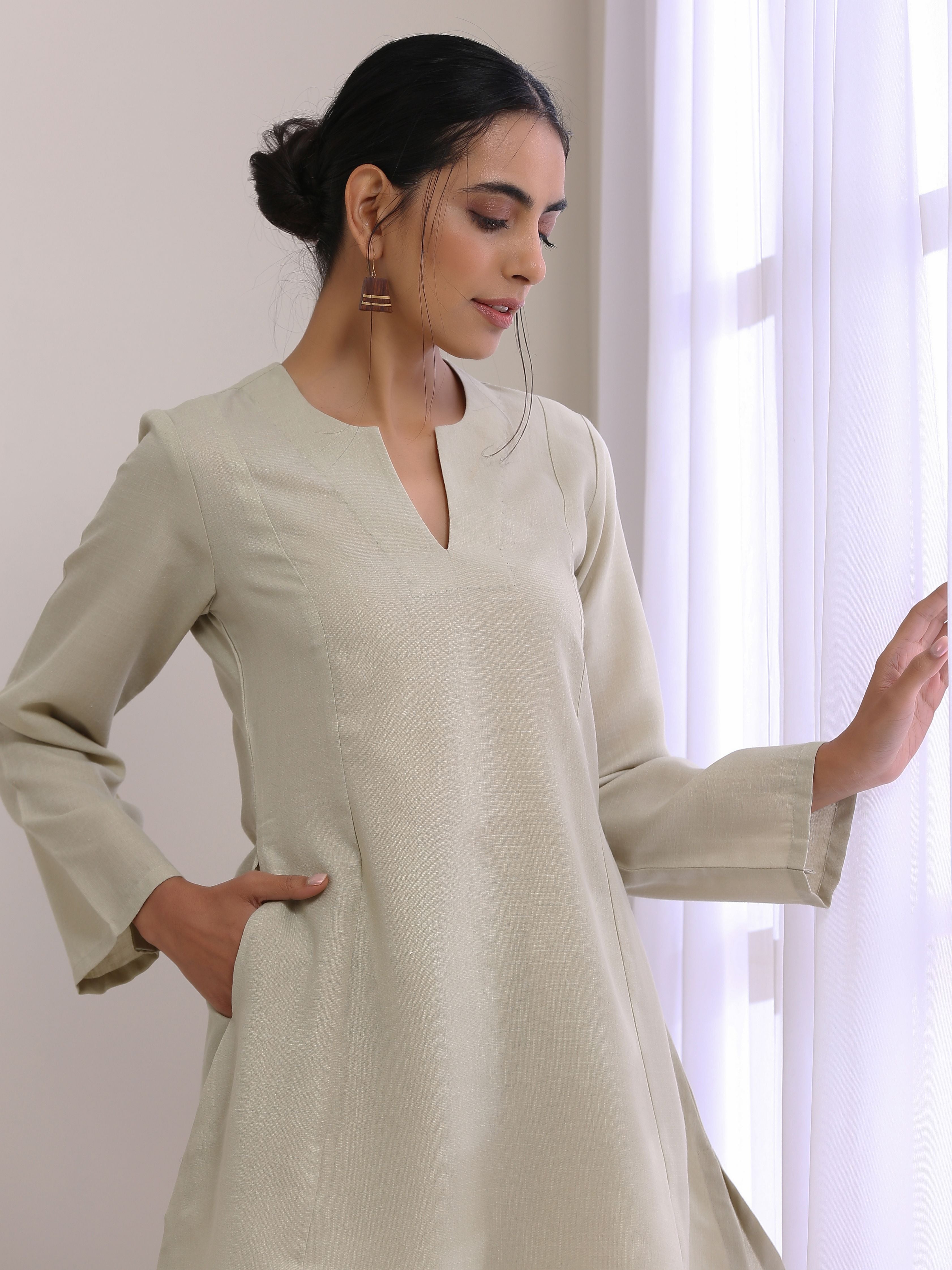 trueBrowns Light Grey Slub Co-Ord Set - Distacart