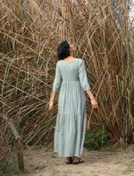 Thumbnail for trueBrowns Blue Cotton Tiered Dress - Distacart