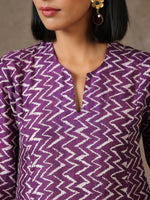 Thumbnail for trueBrowns Purple White Lehariya Printed Silk Co-Ord Set - Distacart