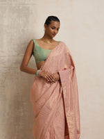 Thumbnail for trueBrowns Pink Gold Lurex Ready To Wear Saree - Distacart