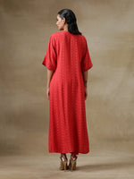 Thumbnail for trueBrowns Red Bandhani Printed Silk Long Kurta Pant Set - Distacart