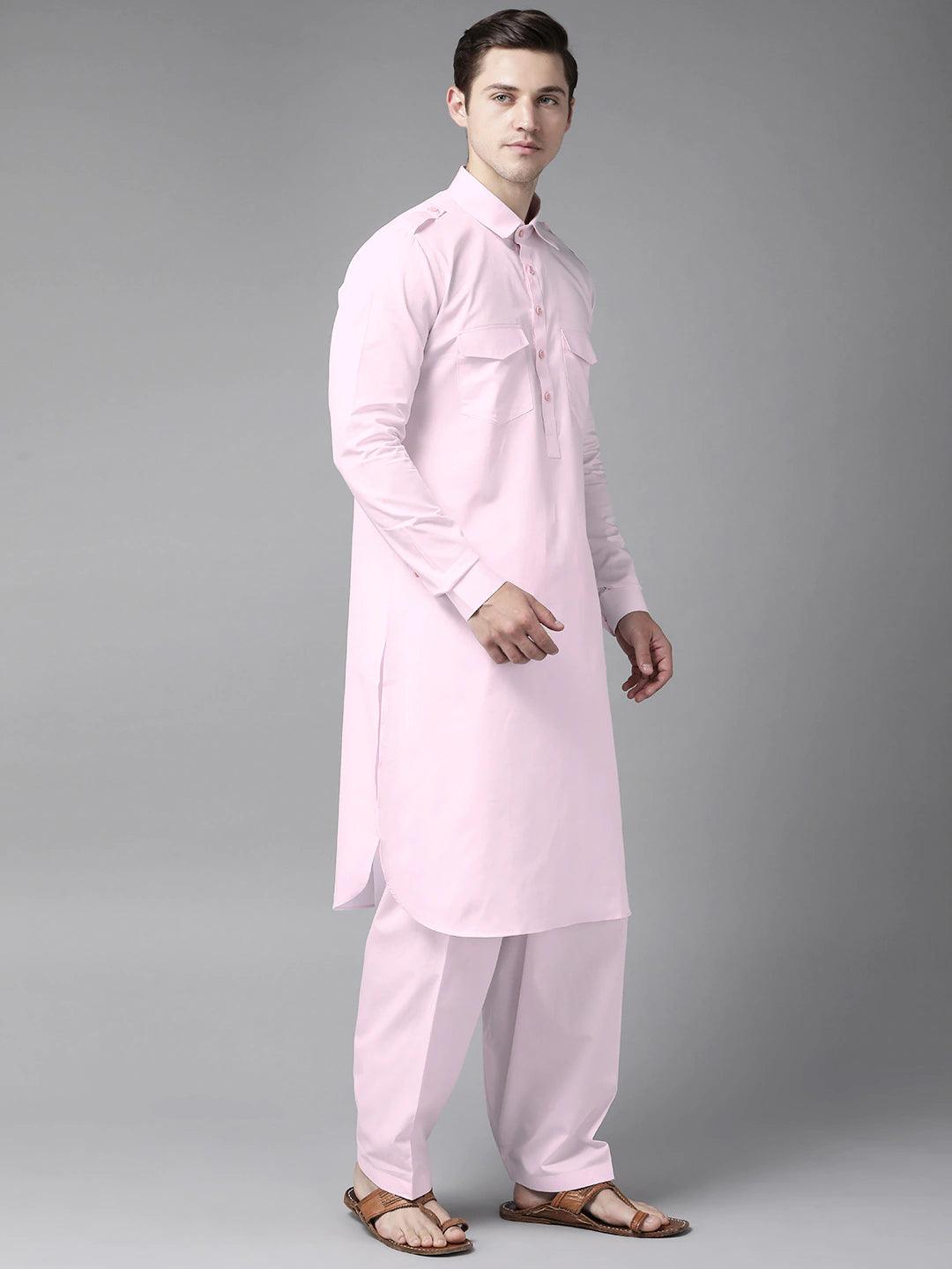 Fabmade Men Pink Pathani Kurta - Distacart